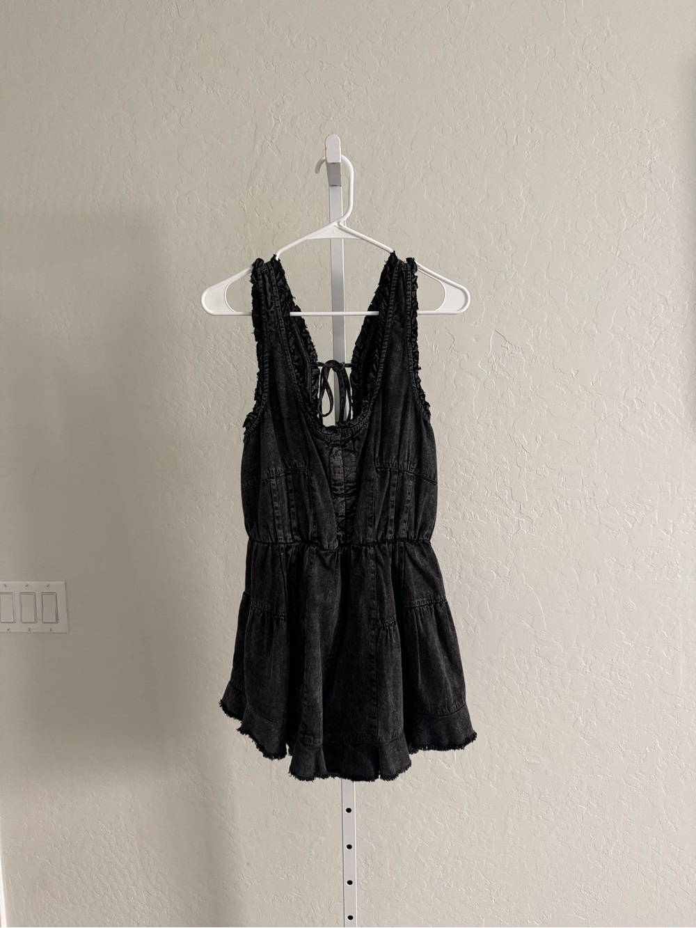 We The Free Black Frayed-Edge Romper